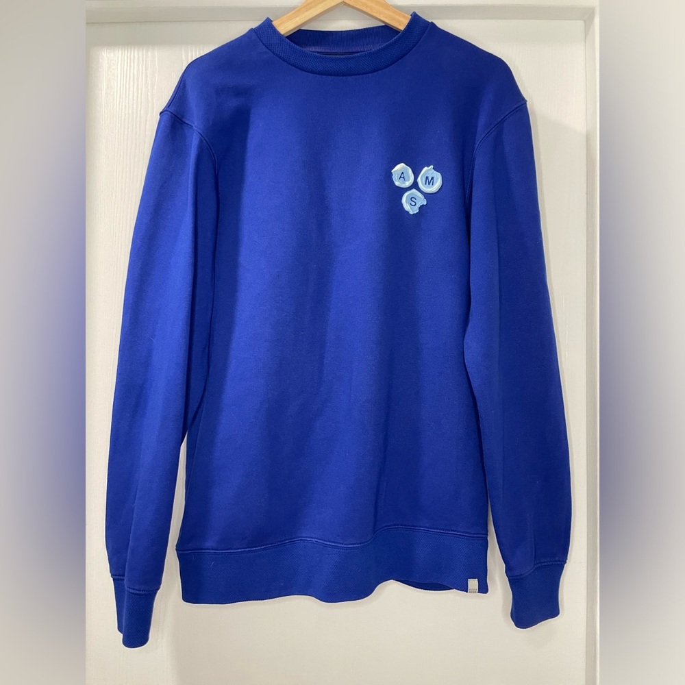 Scotch & Soda Amsterdam Blauw Blue Sweatshirt with Raised Logo. Size M